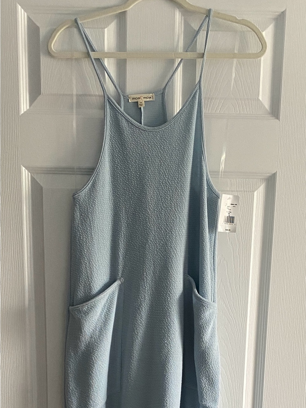Moa Moa Light Blue Sleeveless Knit Jumpsuit with Side Pockets Size XS